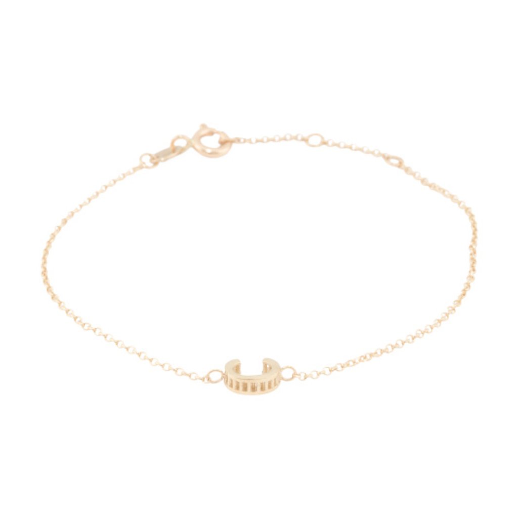 Mia Fiore GoldC Made In Italy 14kt Gold Initial Chain Bracelet 592$